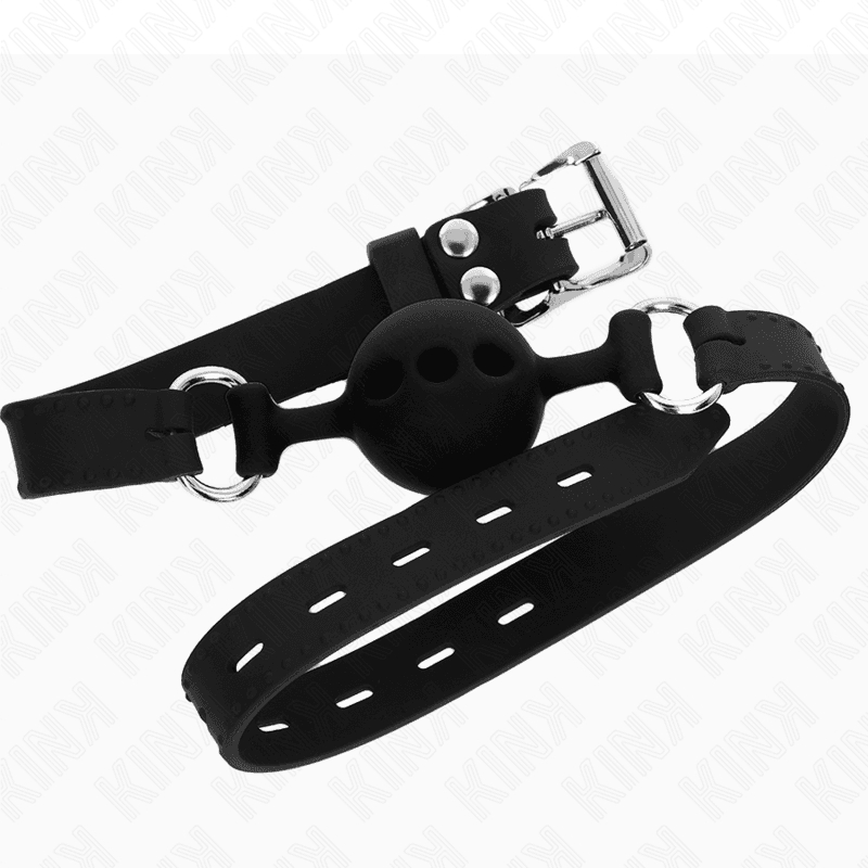 KINK - FULL SILICONE GAG 55 x 2 CM WITH 4 CM BALL SIZE S BLACK ADJUSTABLE 35-51 CM thumb 2