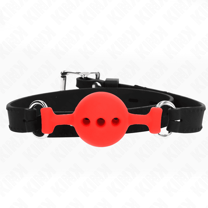 KINK - FULL SILICONE GAG 55 x 2 CM WITH 4 CM BALL SIZE S RED ADJUSTABLE 35-51 CM