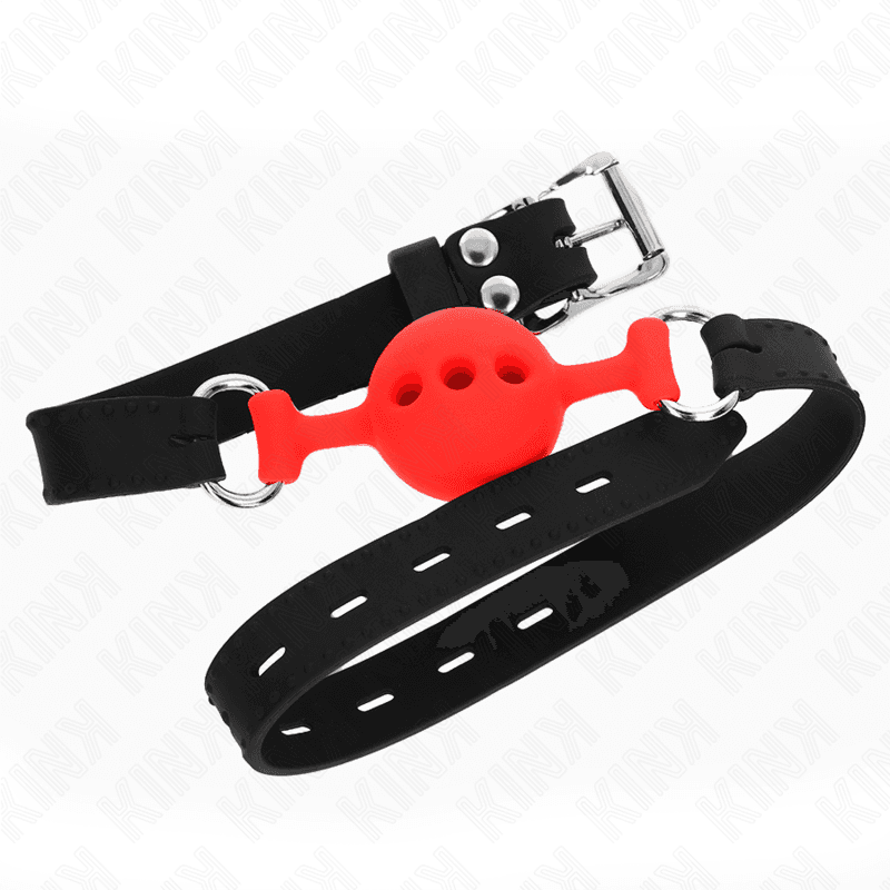 KINK - FULL SILICONE GAG 55 x 2 CM WITH 4 CM BALL SIZE S RED ADJUSTABLE 35-51 CM thumb 3