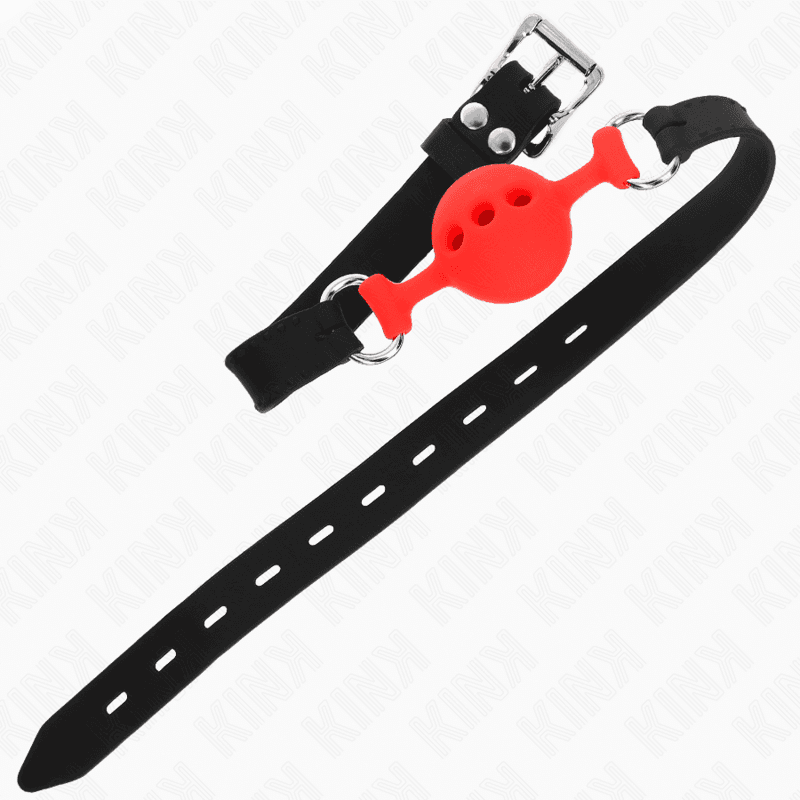 KINK - FULL SILICONE GAG 55 x 2 CM WITH 4 CM BALL SIZE S RED ADJUSTABLE 35-51 CM thumb 4