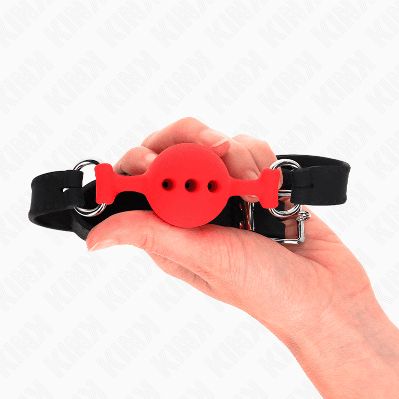 KINK - FULL SILICONE GAG 55 x 2 CM WITH 4 CM BALL SIZE S RED ADJUSTABLE 35-51 CM thumb 2