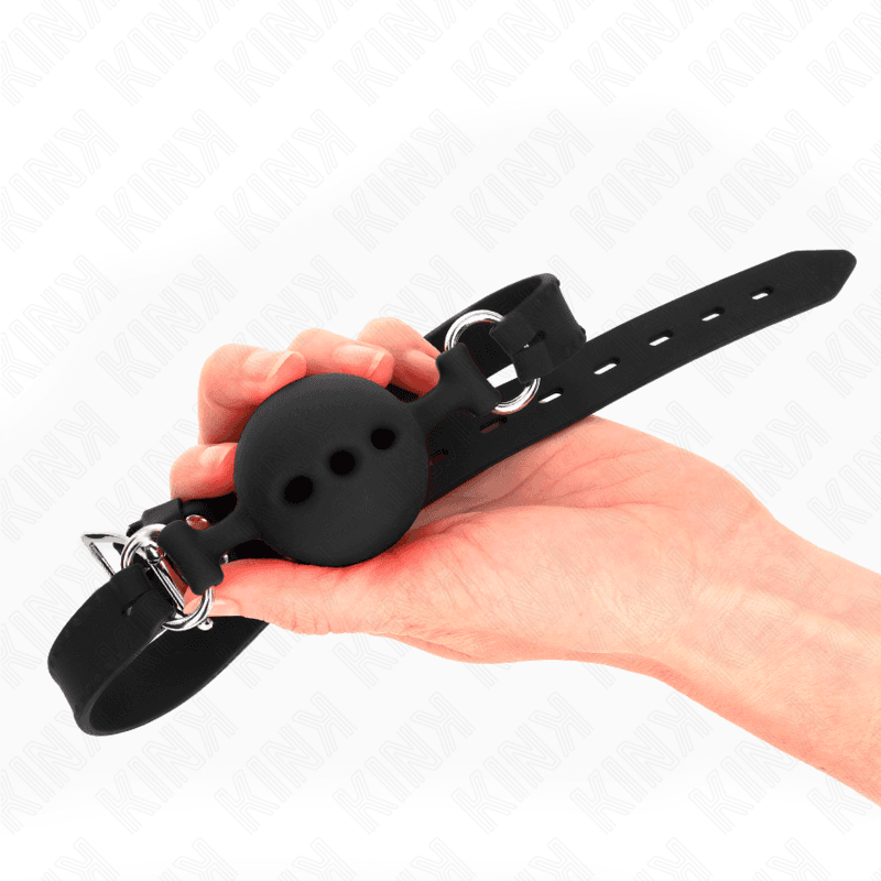 KINK - FULL SILICONE GAG 55 x 2 CM WITH 5 CM BALL SIZE L BLACK ADJUSTABLE 35-51 CM thumb 3