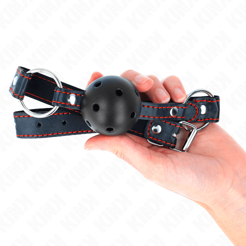 KINK - HOLLOW HARD BLACK BALL GAG MODEL 2 65 x 2.5 CM thumb 3