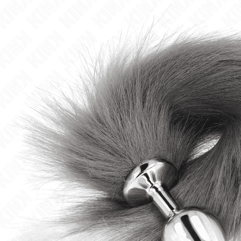 KINK - ANAL PLUG SIZE M 8 X 3.5 CM WITH SYNTHETIC TAIL 40 CM GREY AND WHITE thumb 4