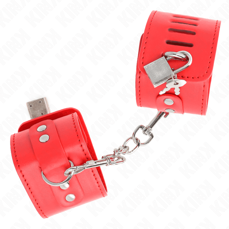 KINK - WRIST RESTRAINTS WITH PADLOCK CLOSURE RED ADJUSTABLE 16-23 CM X 5.5 CM thumb 3