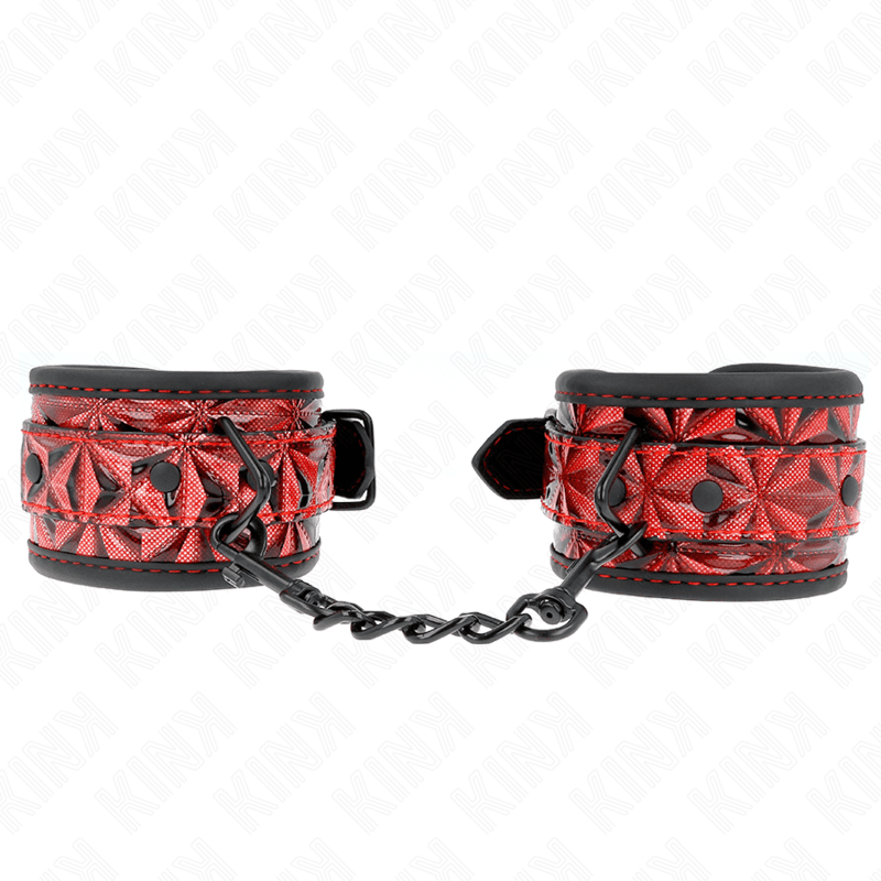 KINK - DIAMOND PATTERN WRIST RESTRAINTS DARK RED ADJUSTABLE 17-26 CM X 5.5 CM thumb 2