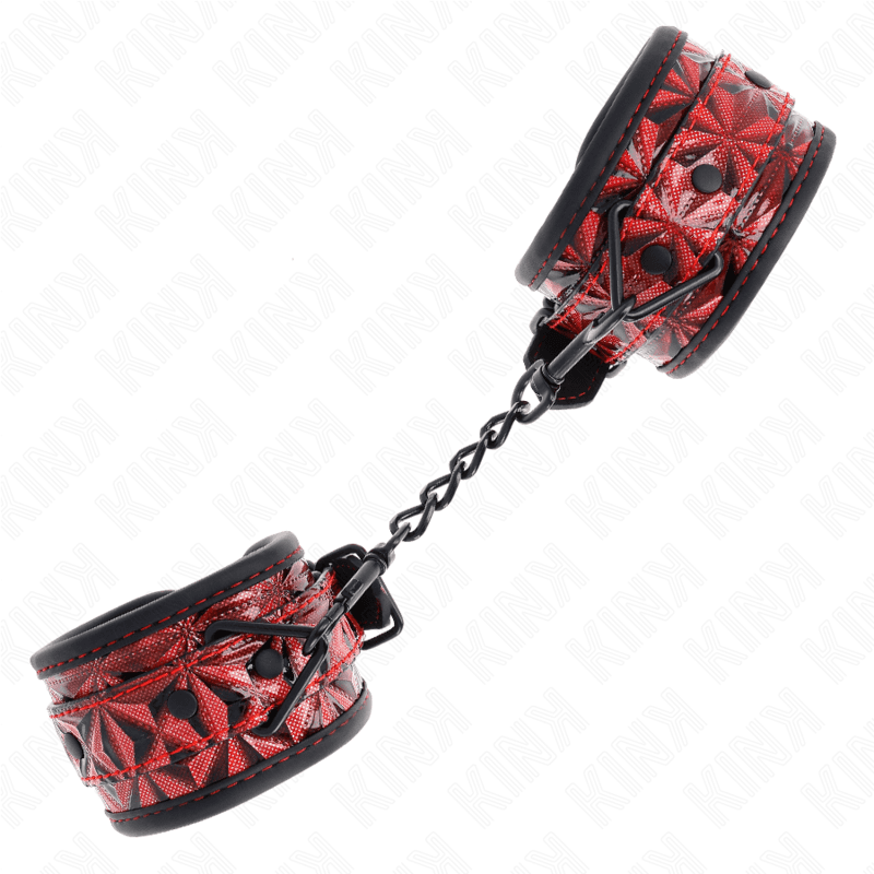 KINK - DIAMOND PATTERN WRIST RESTRAINTS DARK RED ADJUSTABLE 17-26 CM X 5.5 CM thumb 3