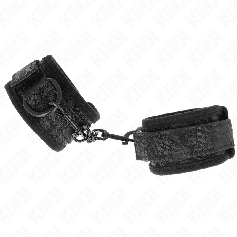 KINK - DARK LACE COVERED WRIST CUFFS NEOPRENE ADJUSTABLE BLACK 20-29 CM X 5 CM thumb 3
