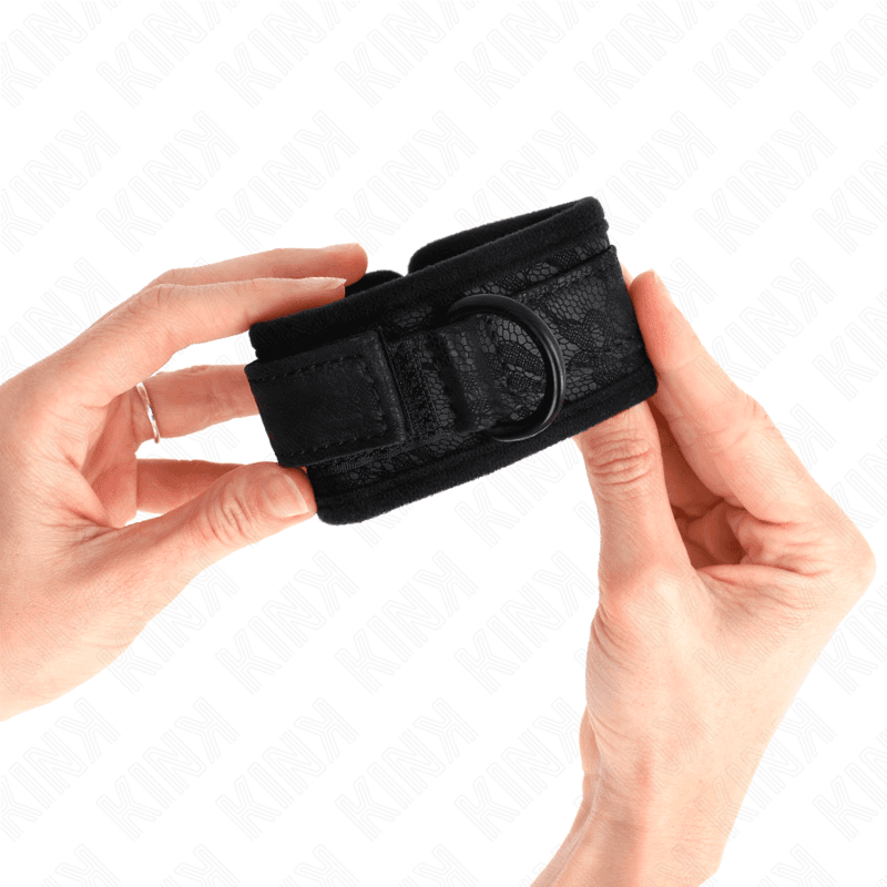 KINK - DARK LACE COVERED WRIST CUFFS NEOPRENE ADJUSTABLE BLACK 20-29 CM X 5 CM thumb 4
