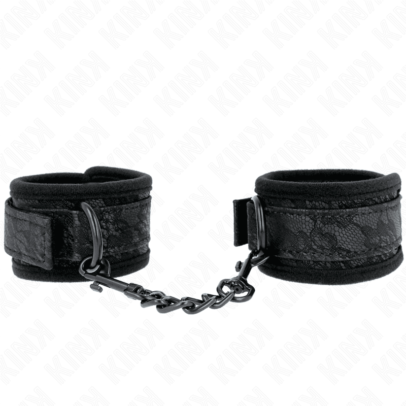 KINK - DARK LACE COVERED WRIST CUFFS NEOPRENE ADJUSTABLE BLACK 20-29 CM X 5 CM thumb 2