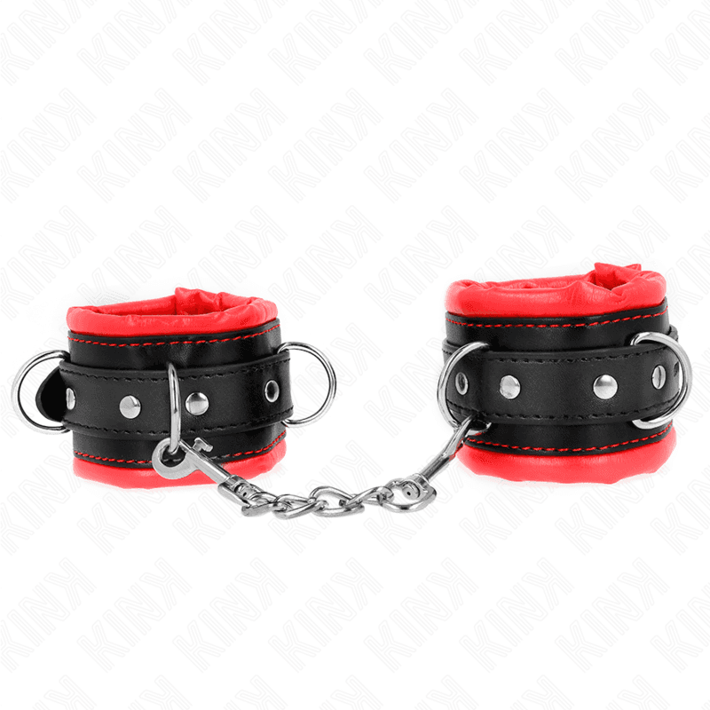 KINK - HEAVY WRIST RESTRAINTS WITH RED FUR LINED ADJUSTABLE 20-30 CM X 6 CM thumb 2