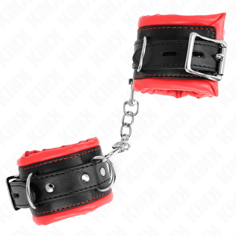 KINK - HEAVY WRIST RESTRAINTS WITH RED FUR LINED ADJUSTABLE 20-30 CM X 6 CM thumb 3