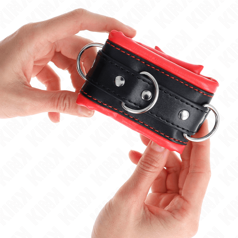 KINK - HEAVY WRIST RESTRAINTS WITH RED FUR LINED ADJUSTABLE 20-30 CM X 6 CM thumb 4
