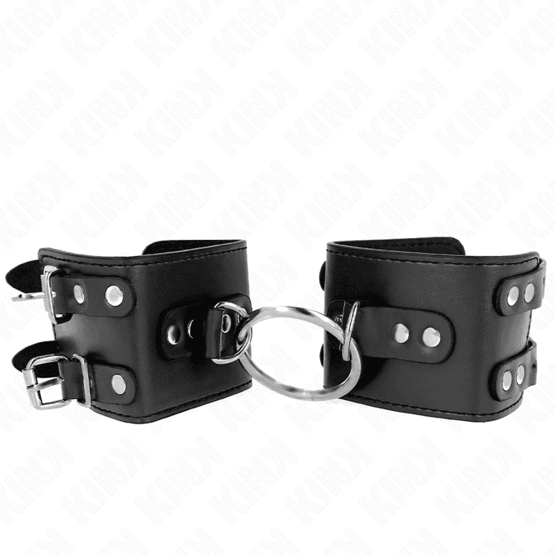 KINK - FIXED WRIST RESTRAINTS WITH RING AND STUDS ADJUSTABLE BLACK 17-22 CM X 6.5 CM thumb 2