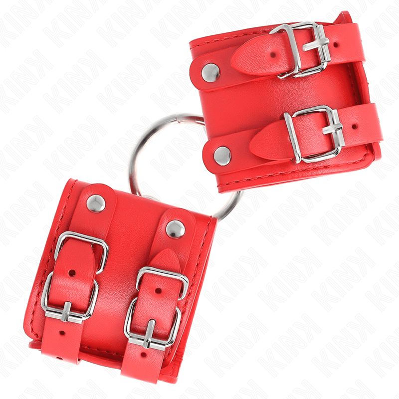 KINK - FIXED WRIST RESTRAINTS WITH RING AND STUDS ADJUSTABLE RED 17-22 CM X 6.5 CM thumb 3