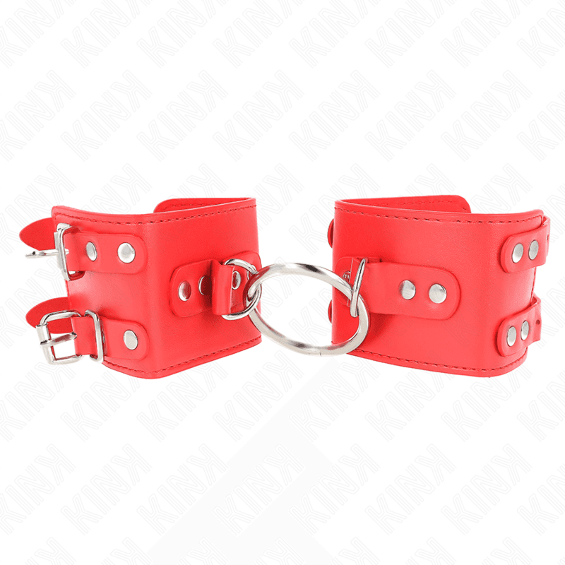 KINK - FIXED WRIST RESTRAINTS WITH RING AND STUDS ADJUSTABLE RED 17-22 CM X 6.5 CM thumb 2