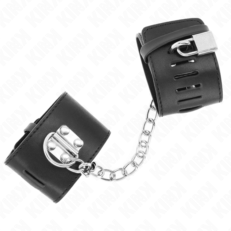 KINK - FIXED WRIST RESTRAINTS WITH CHAIN 30 CM AND PADLOCK CLOSURE BLACK ADJUSTABLE 16-23 CM X 5.5 CM thumb 3