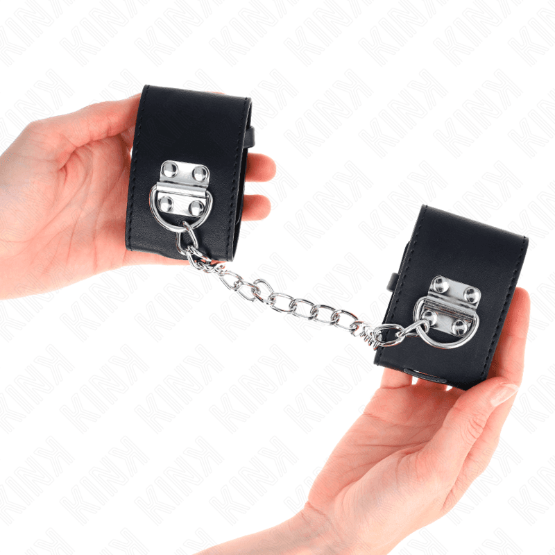 KINK - FIXED WRIST RESTRAINTS WITH CHAIN 30 CM AND PADLOCK CLOSURE BLACK ADJUSTABLE 16-23 CM X 5.5 CM thumb 4