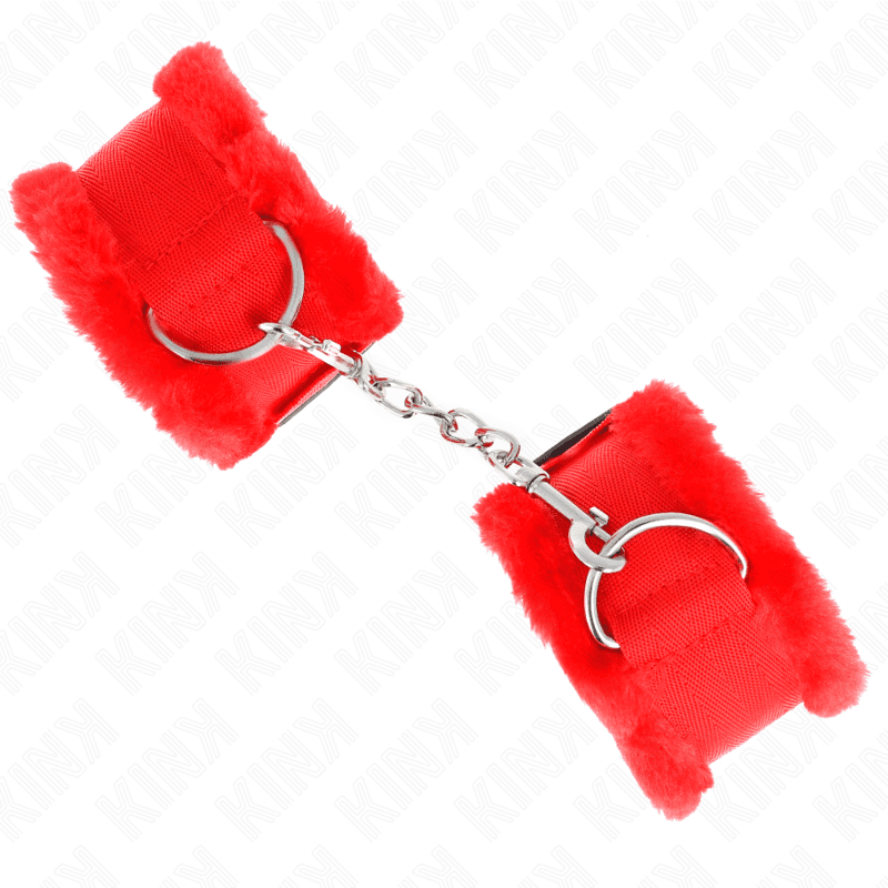 KINK - FURRY LINED WRIST RESTRAINTS RED ADJUSTABLE 17-31 CM X 7 CM thumb 3