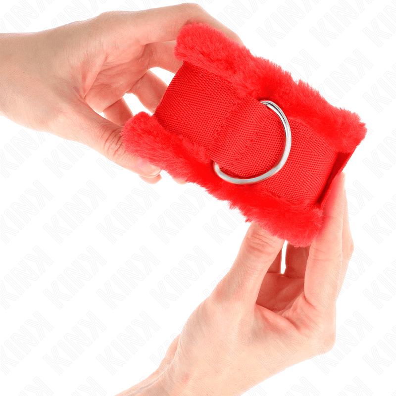 KINK - FURRY LINED WRIST RESTRAINTS RED ADJUSTABLE 17-31 CM X 7 CM thumb 4