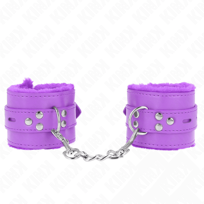 KINK - FUR LINED WRIST RESTRAINTS WITH SQUARE HOLES PURPLE AND PURPLE BELT ADJUSTABLE 17-29 CM X 6 CM thumb 2