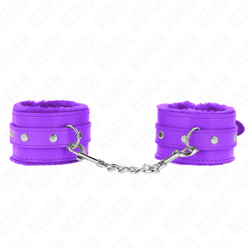 KINK - PREMIUM FUR LINED WRIST RESTRAINTS PURPLE WITH PURPLE BELT ADJUSTABLE 17-29 CM X 6 CM thumb 2
