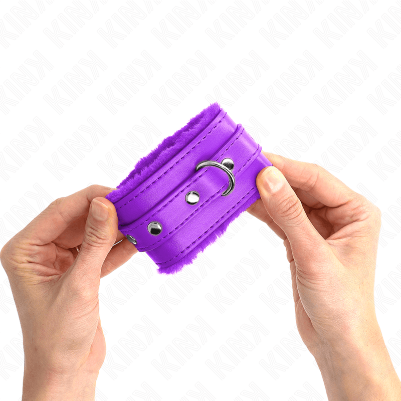 KINK - PREMIUM FUR LINED WRIST RESTRAINTS PURPLE WITH PURPLE BELT ADJUSTABLE 17-29 CM X 6 CM thumb 4