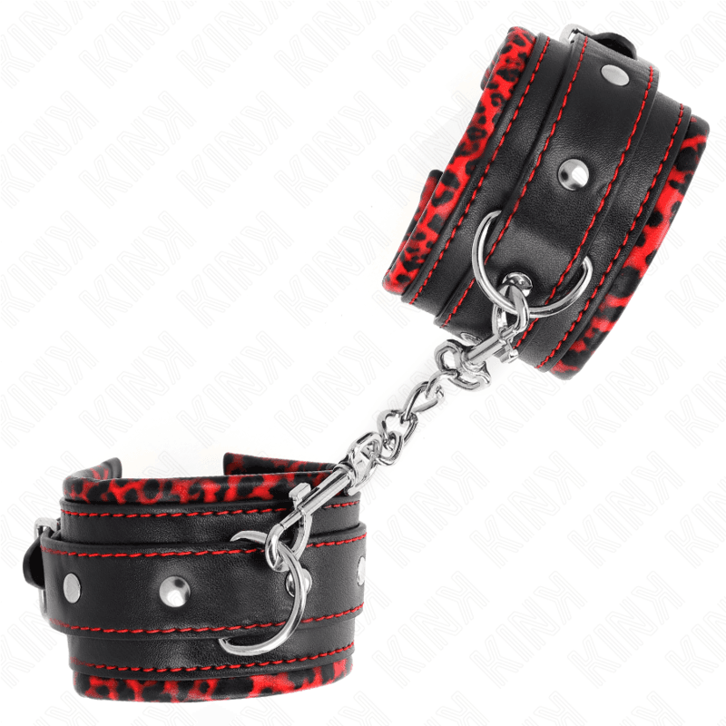 KINK - FUR LINED WRIST RESTRAINTS RED / BLACK ADJUSTABLE 17-29 CM X 6 CM thumb 3