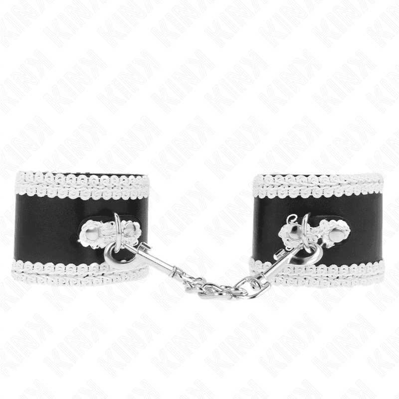 KINK - BLACK WRIST RESTRAINTS WITH WHITE DECORATE LACE ADJSUTABLE 20-23 CM X 5.5 CM thumb 2