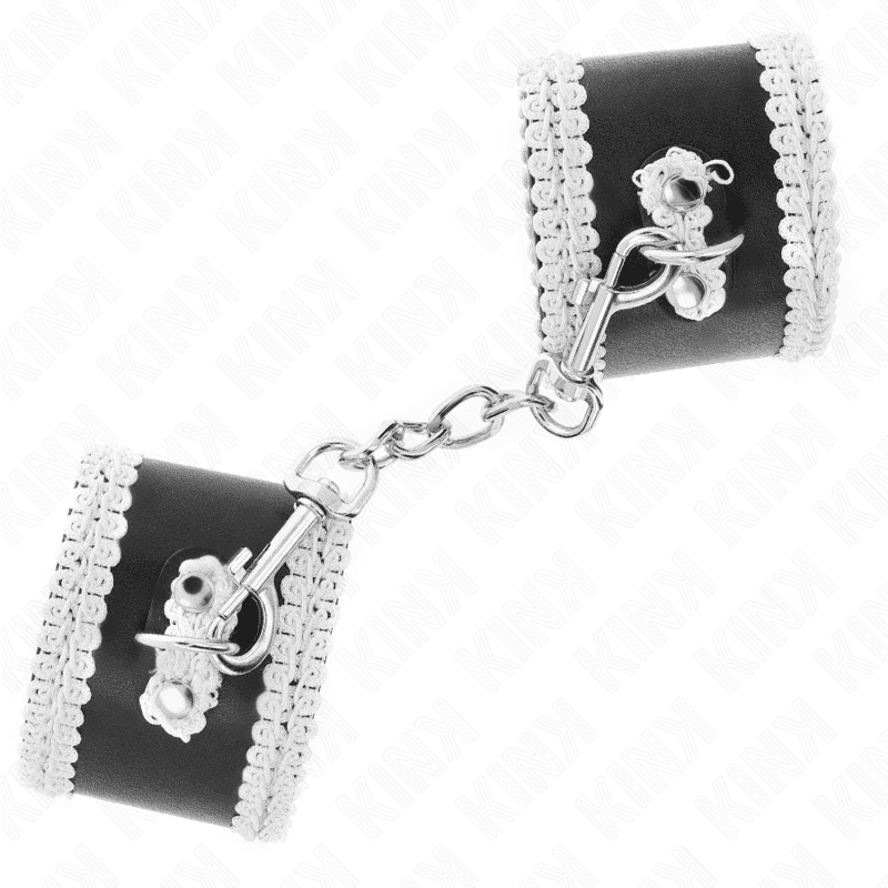 KINK - BLACK WRIST RESTRAINTS WITH WHITE DECORATE LACE ADJSUTABLE 20-23 CM X 5.5 CM thumb 3