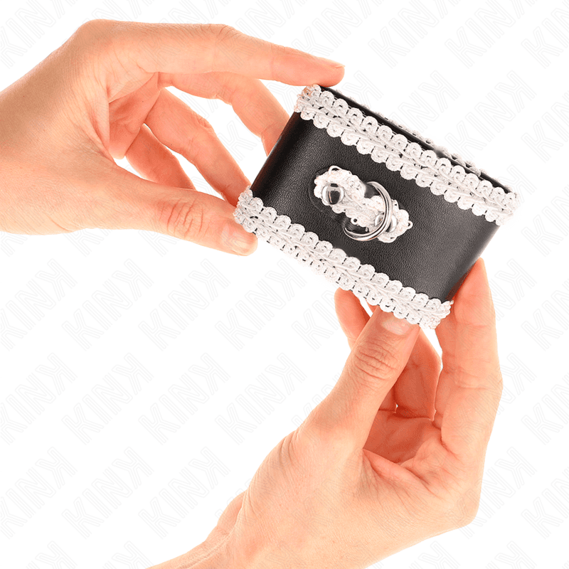 KINK - BLACK WRIST RESTRAINTS WITH WHITE DECORATE LACE ADJSUTABLE 20-23 CM X 5.5 CM thumb 4