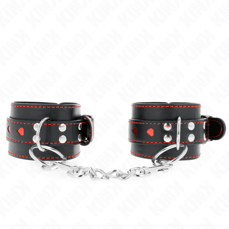KINK - BLACK WRIST RESTRAINTS WITH RED HEART INLAY ADJUSTABLE 21-28 CM X 5.5 CM thumb 2
