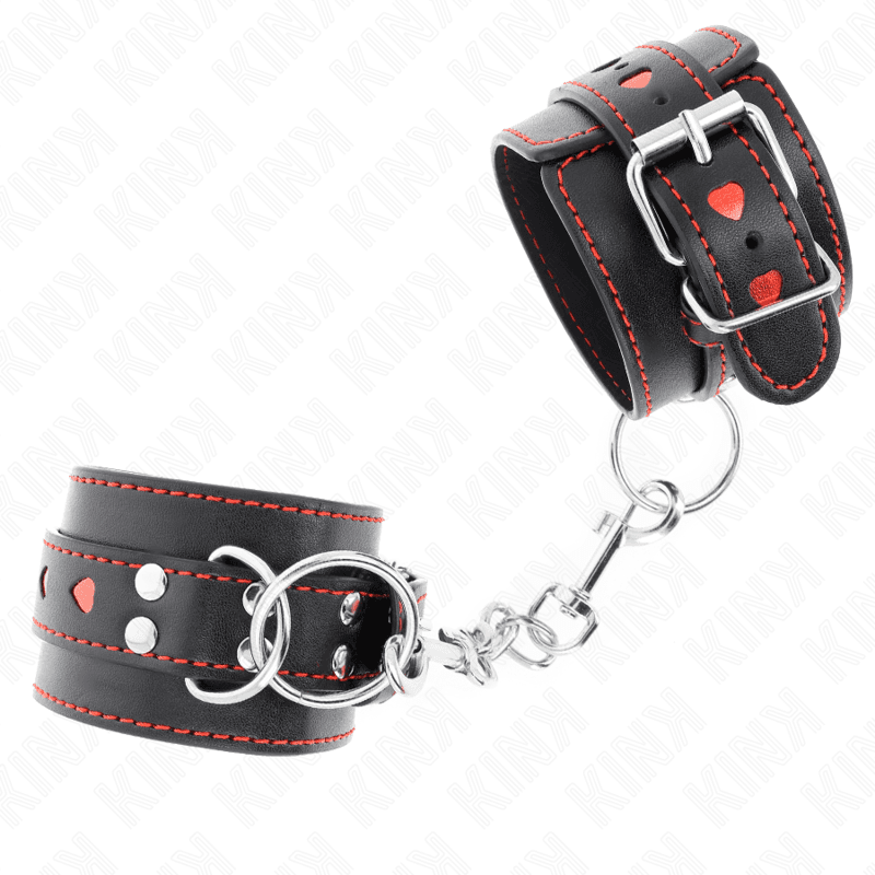 KINK - BLACK WRIST RESTRAINTS WITH RED HEART INLAY ADJUSTABLE 21-28 CM X 5.5 CM thumb 3