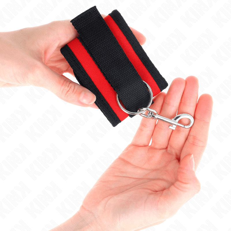 KINK - NYLON BIND HOOK&LOOP WRIST RESTRAINTS RED-BLACK MODEL 2 ADJUSTABLE 18-35 CM X 6 CM thumb 4