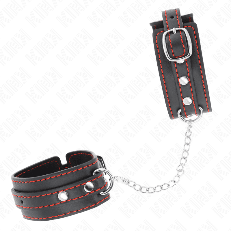 KINK - SMALL WRIST RESTRAINTS BLACK WITH RED LINING ADJUSTABLE 14-24 CM X 3.5 CM thumb 3