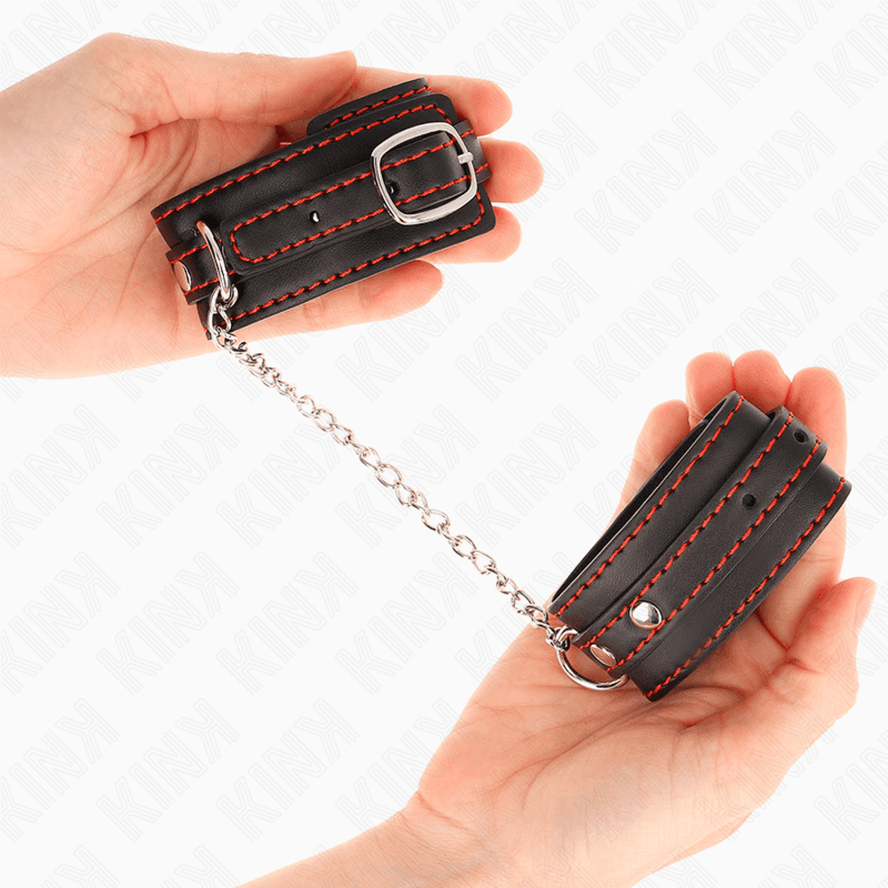 KINK - SMALL WRIST RESTRAINTS BLACK WITH RED LINING ADJUSTABLE 14-24 CM X 3.5 CM thumb 4