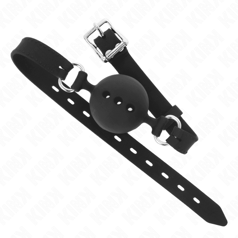 KINK - FULL SILICONE GAG 55 x 2 CM WITH 4.5 CM BALL SIZE M BLACK ADJUSTABLE 35-51 CM thumb 3