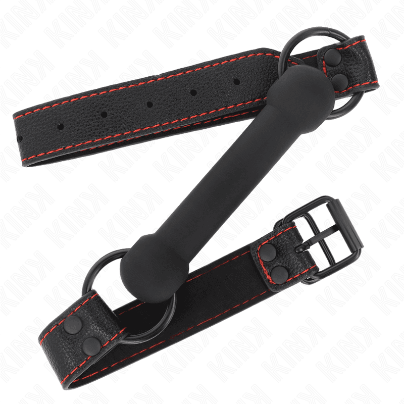 KINK - BONE GAG WITH LEATHERETTE STRAP BLACK ADJUSTABLE 41-57 CM thumb 2