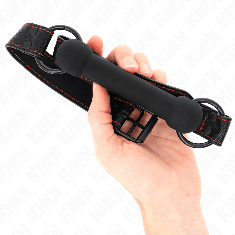 KINK - BONE GAG WITH LEATHERETTE STRAP BLACK ADJUSTABLE 41-57 CM thumb 4
