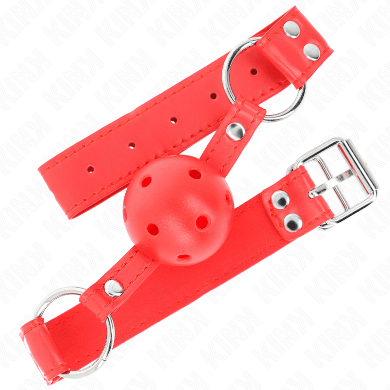 KINK - COMPLETE RED HOLLOW HARD BALL GAG 62 x 2 CM thumb 2