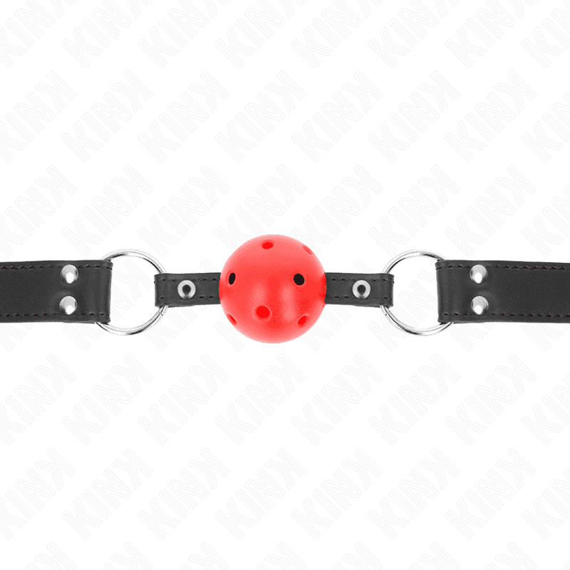 KINK - BREATHABLE BALL 4 CM GAG WITH DOUBLE RIVET LEATHER 62.5 x 2.5 CM ADJUSTABLE 42-58 CM thumb 3