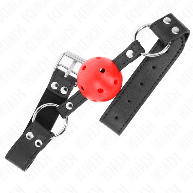 KINK - BREATHABLE BALL 4 CM GAG WITH DOUBLE RIVET LEATHER 62.5 x 2.5 CM ADJUSTABLE 42-58 CM thumb 2