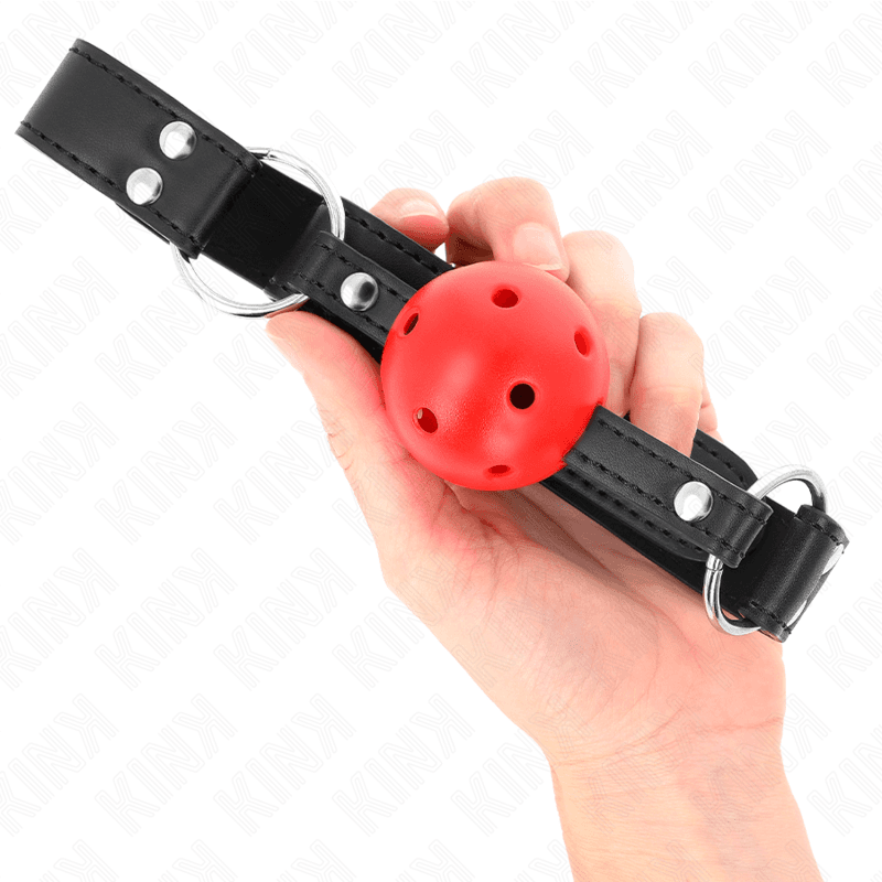 KINK - BREATHABLE BALL 4 CM GAG WITH DOUBLE RIVET LEATHER 62.5 x 2.5 CM ADJUSTABLE 42-58 CM thumb 4