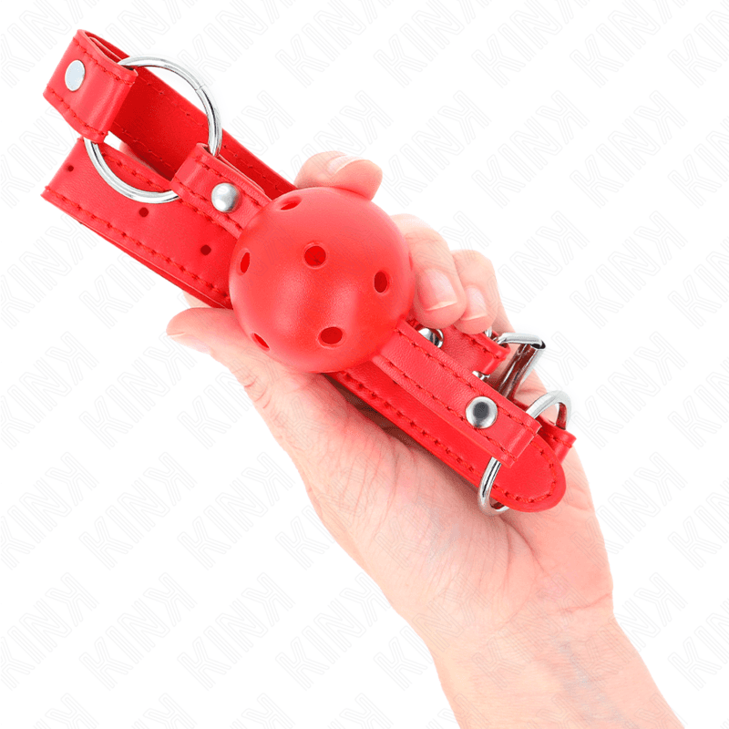 KINK - BREATHABLE BALL 4 CM GAG WITH DOUBLE RIVET MODEL 1 RED 62.5 x 2.5 CM ADJUSTABLE 42-58 CM thumb 4