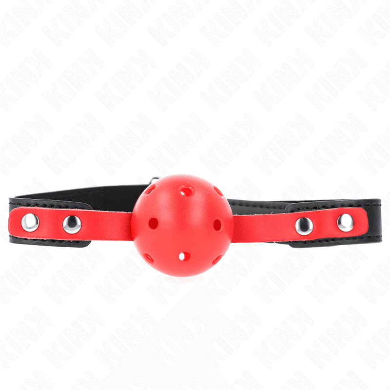 KINK - RED HOLLOW HARD BALL 4 CM GAG BLACK STRAP 60 x 2 CM ADJUSTABLE 37-52 CM thumb 2