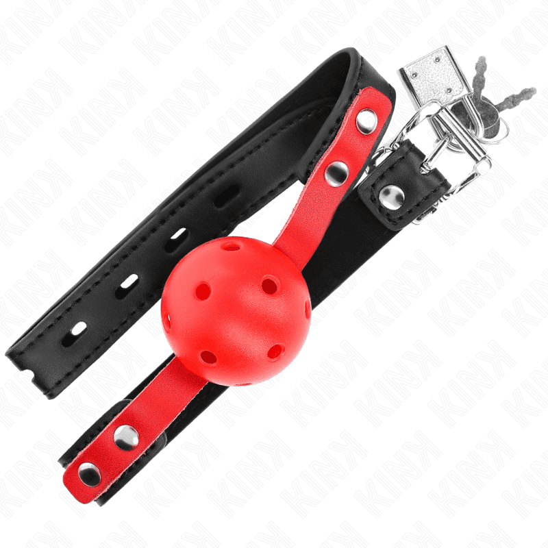 KINK - RED HOLLOW HARD BALL 4 CM GAG BLACK STRAP 60 x 2 CM ADJUSTABLE 37-52 CM thumb 4