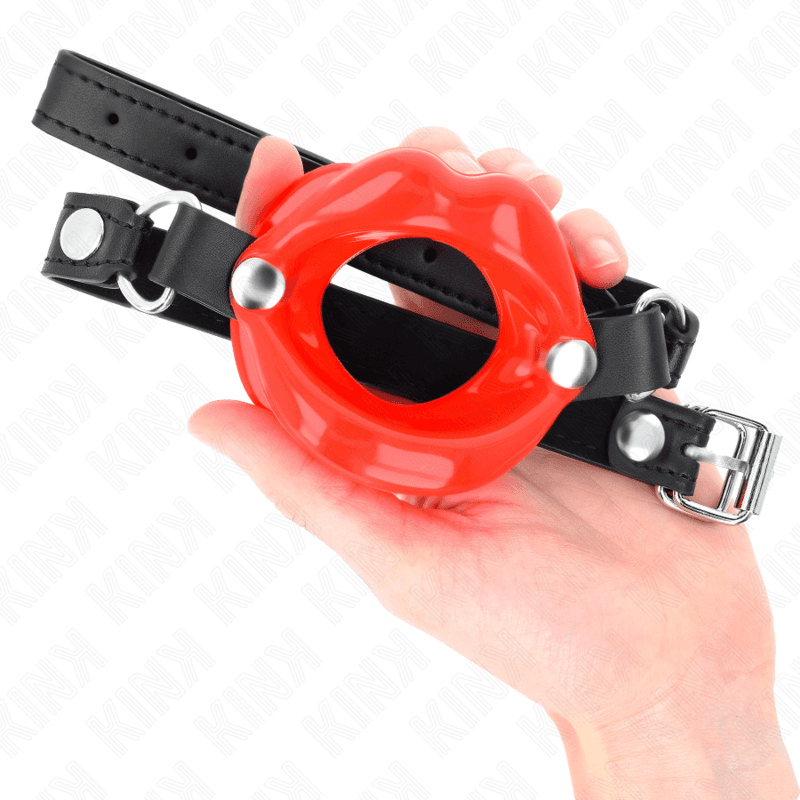 KINK - LIP 8 CM GAG WITH RED LEATHERETTE STRAP 63 x 2 CM ADJUSTABLE 39-58 CM thumb 4