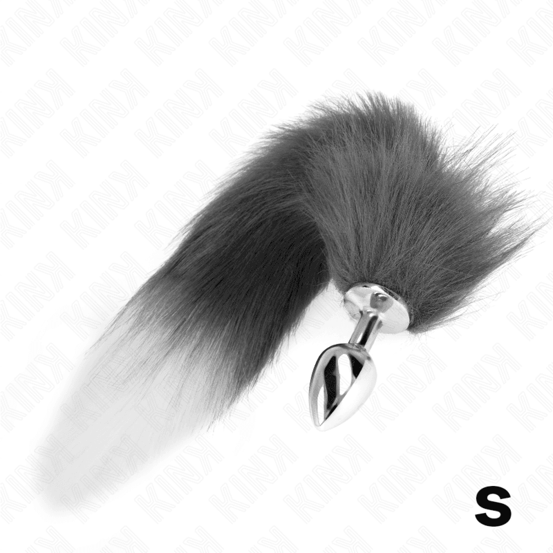 KINK - ANAL PLUG SIZE S 7 X 3 CM WITH SYNTHETIC TAIL 40 CM GREY AND WHITE thumb 2