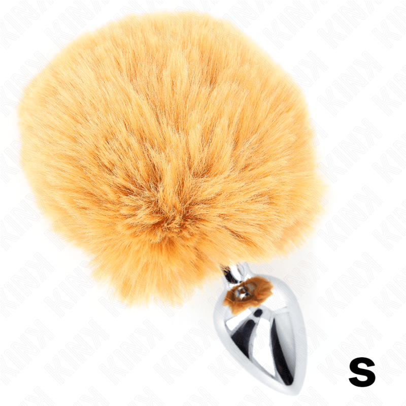 KINK - STAINLESS STEEL PLUG 7 x 3 CM WITH BEIGE FAUX FUR RABBIT TAIL 8 CM thumb 2