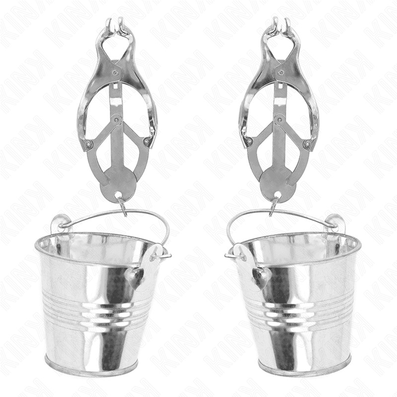 KINK - JAPANESE CLOVER NIPPLE CLAMPS WITH BUCKETS SILVER thumb 2